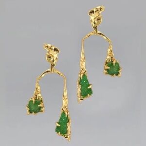 Alexis Bittar Gold Earrings with Green Accents